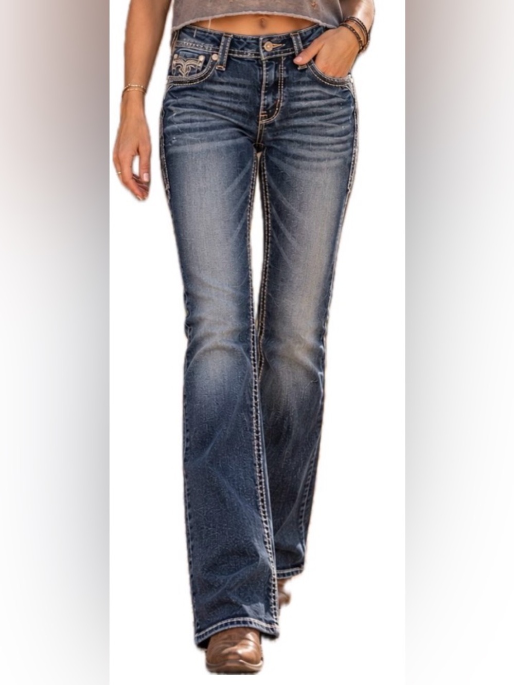 Rock Revival Pea Coat Easy Boot Cut Jeans. Medium Wash. Women’s Size 32x29.